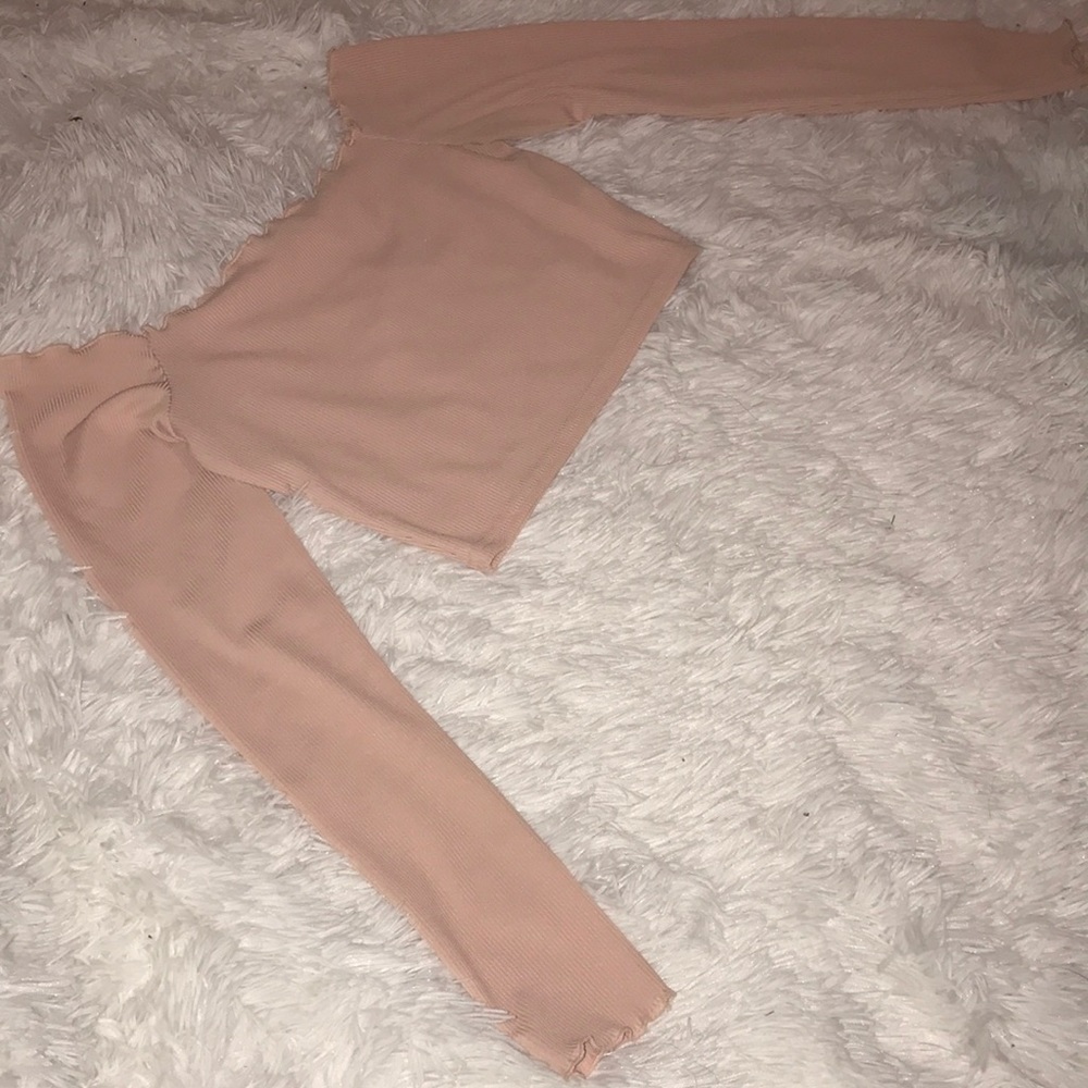 Nasty Gal Pink Off the Shoulder Long Sleeve